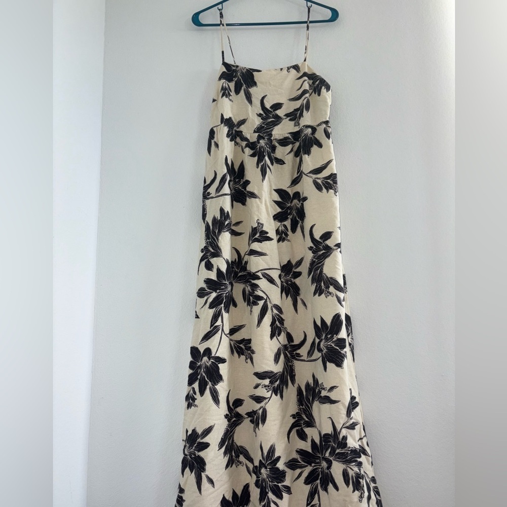 NWT Linen Tropical Neutral Maxi Dress - Picture 4 of 13